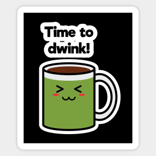 Time to Drink | Coffee | Charging | High Battery | Cute Kawaii | Black Magnet